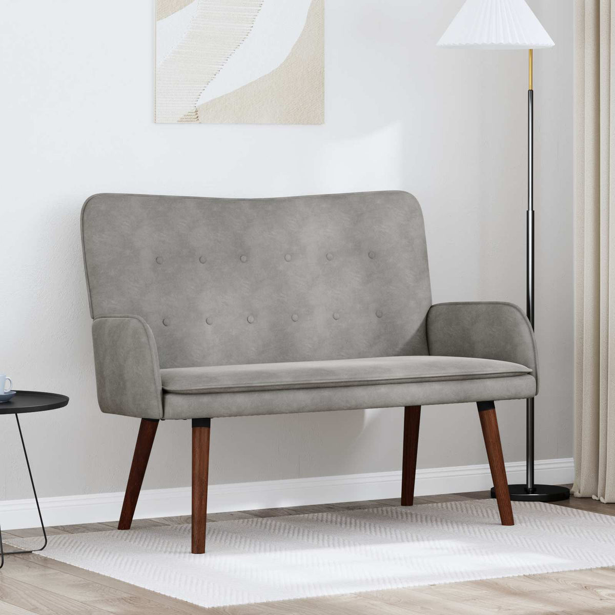 Twee Persoons Sofa Lichtgrijs 115 x 61 x 87 cm Fluweel is nu te koop bij PeponiXL, paradijselijk wonen!