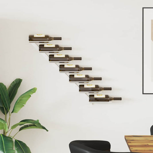 Wijnrek voor 7 flessen wandmontage metaal wit is nu te koop bij PeponiXL, paradijselijk wonen!