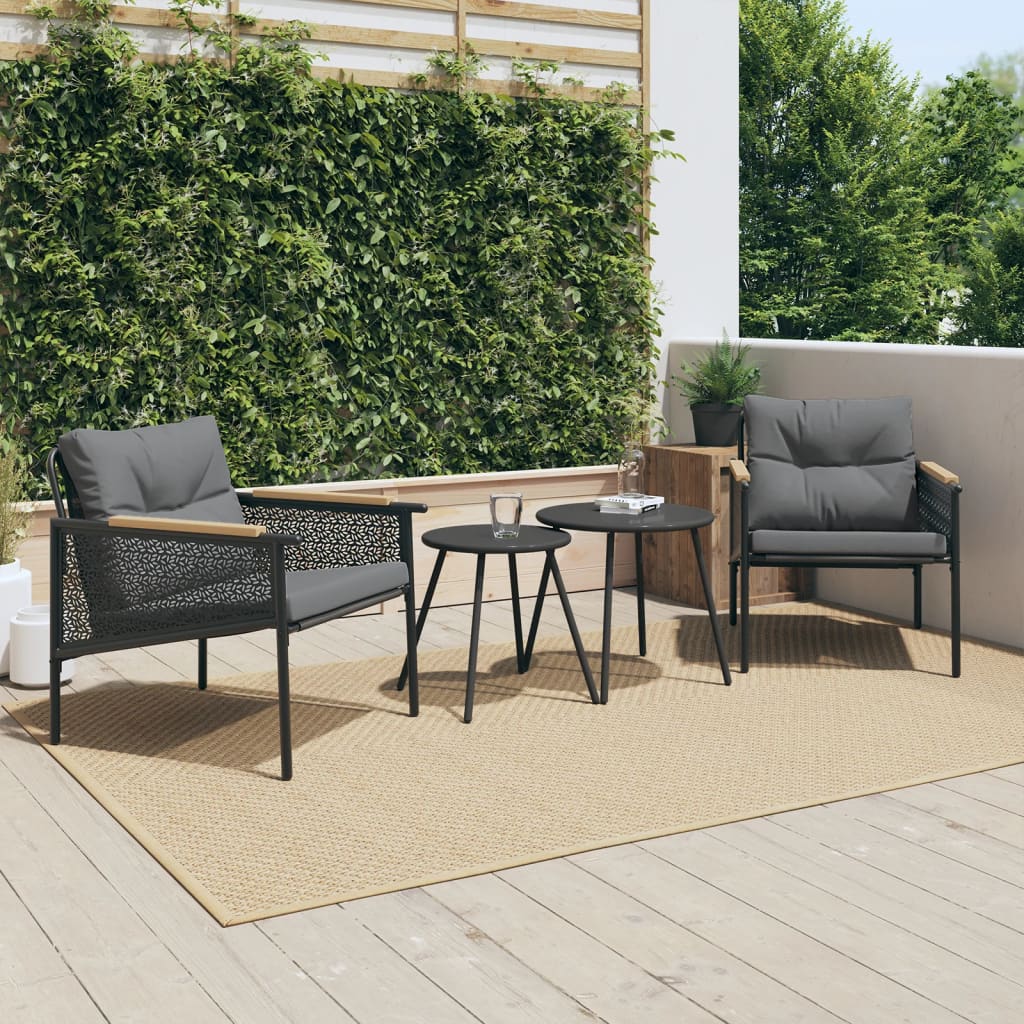 Tuinstoelen 2 st met kussens staal zwart is nu te koop bij PeponiXL, paradijselijk wonen!