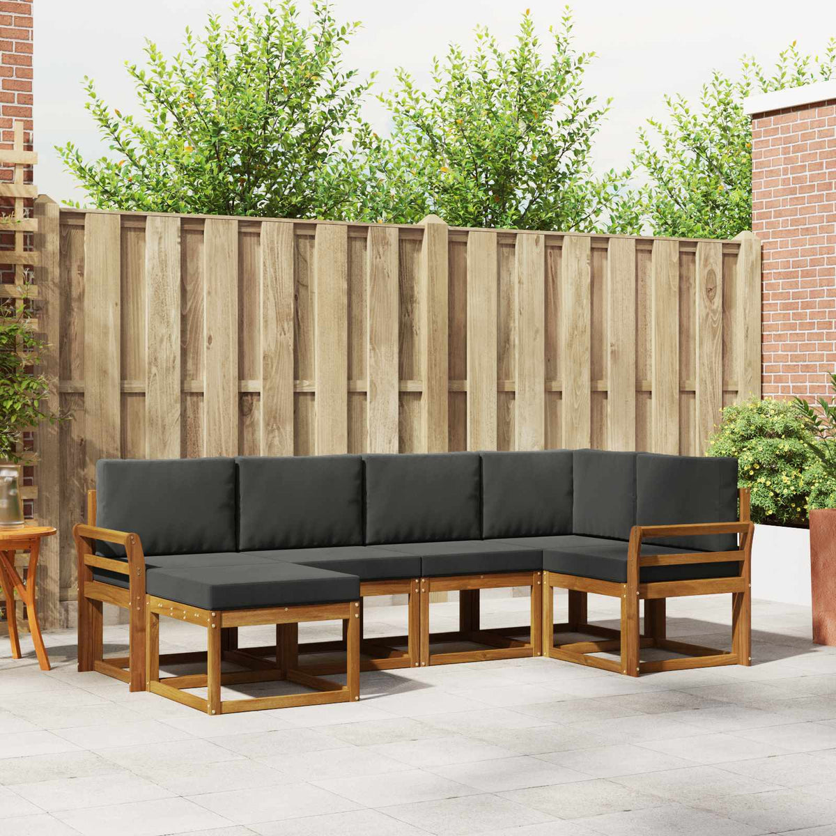 Buiten bankenset met kussen 6 pcs Natuurlijk en Antraciet is nu te koop bij PeponiXL, paradijselijk wonen!