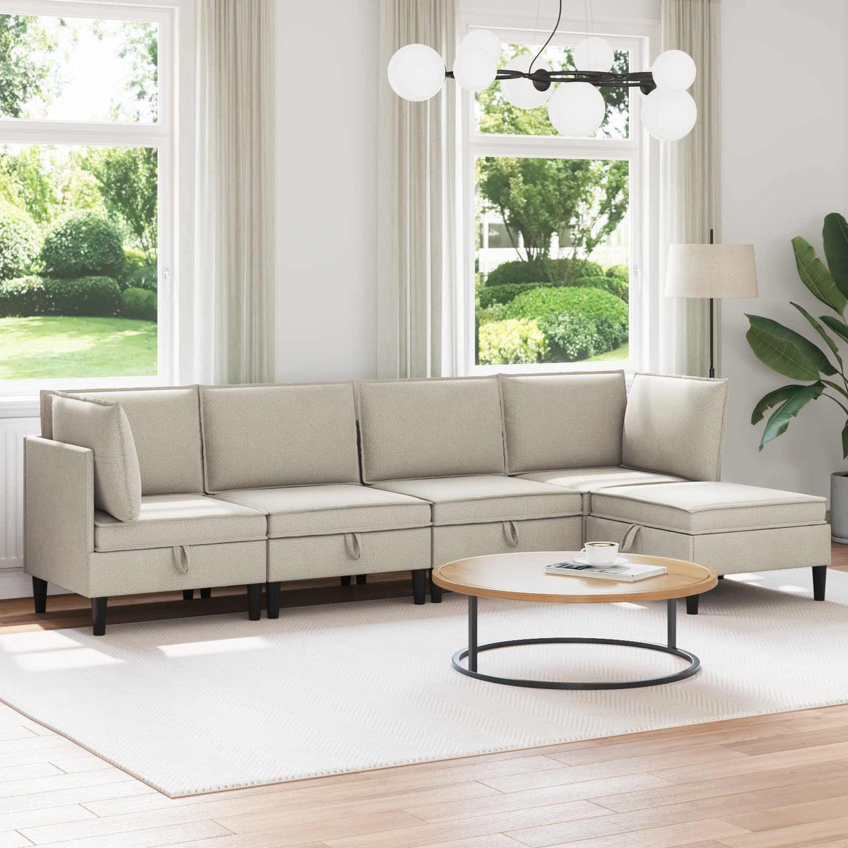 Woonkamer Meubelset 5 pcs Havermout Stof is nu te koop bij PeponiXL, paradijselijk wonen!