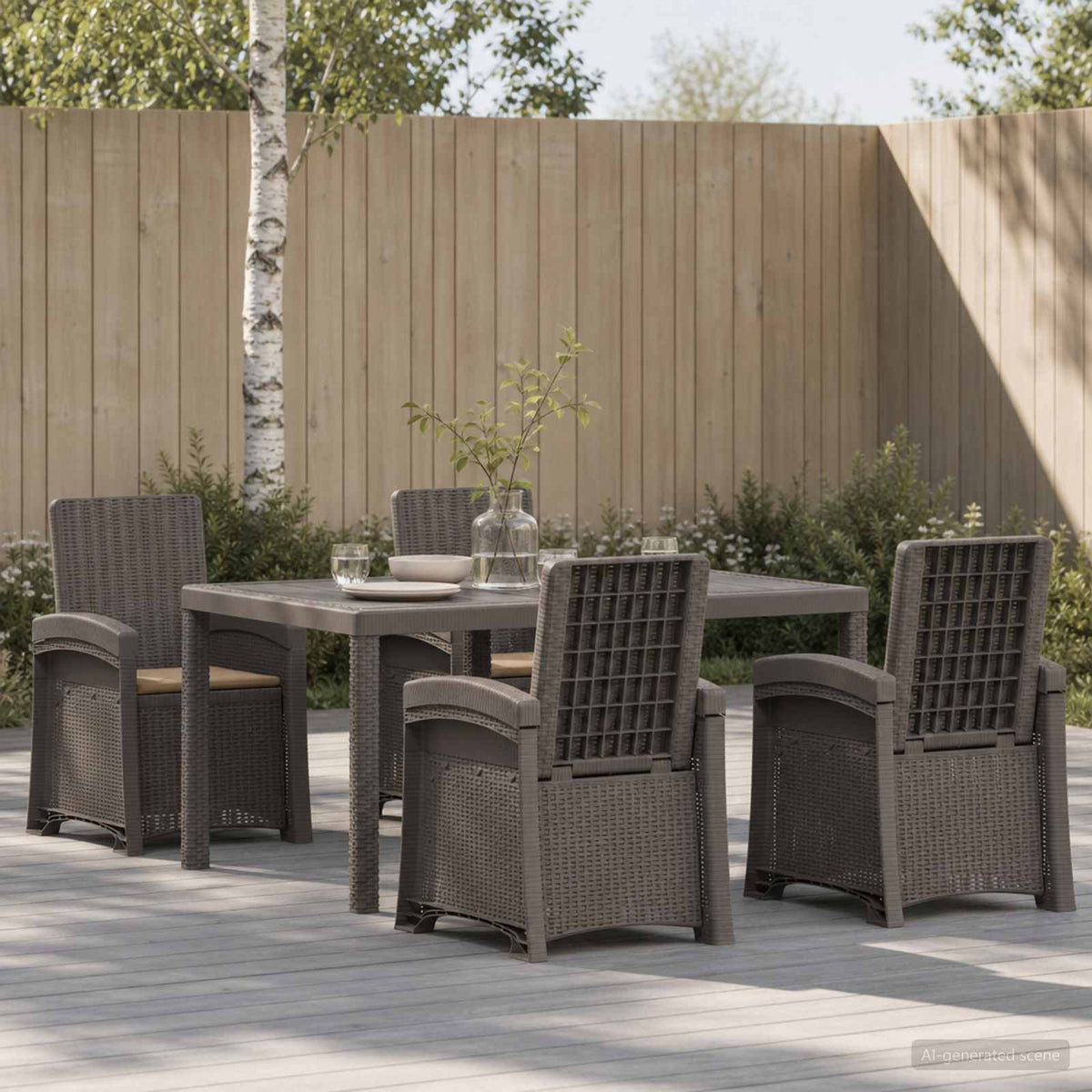 Tuin eettafelset 5 st Lichtgrijs en Taupe PP is nu te koop bij PeponiXL, paradijselijk wonen!