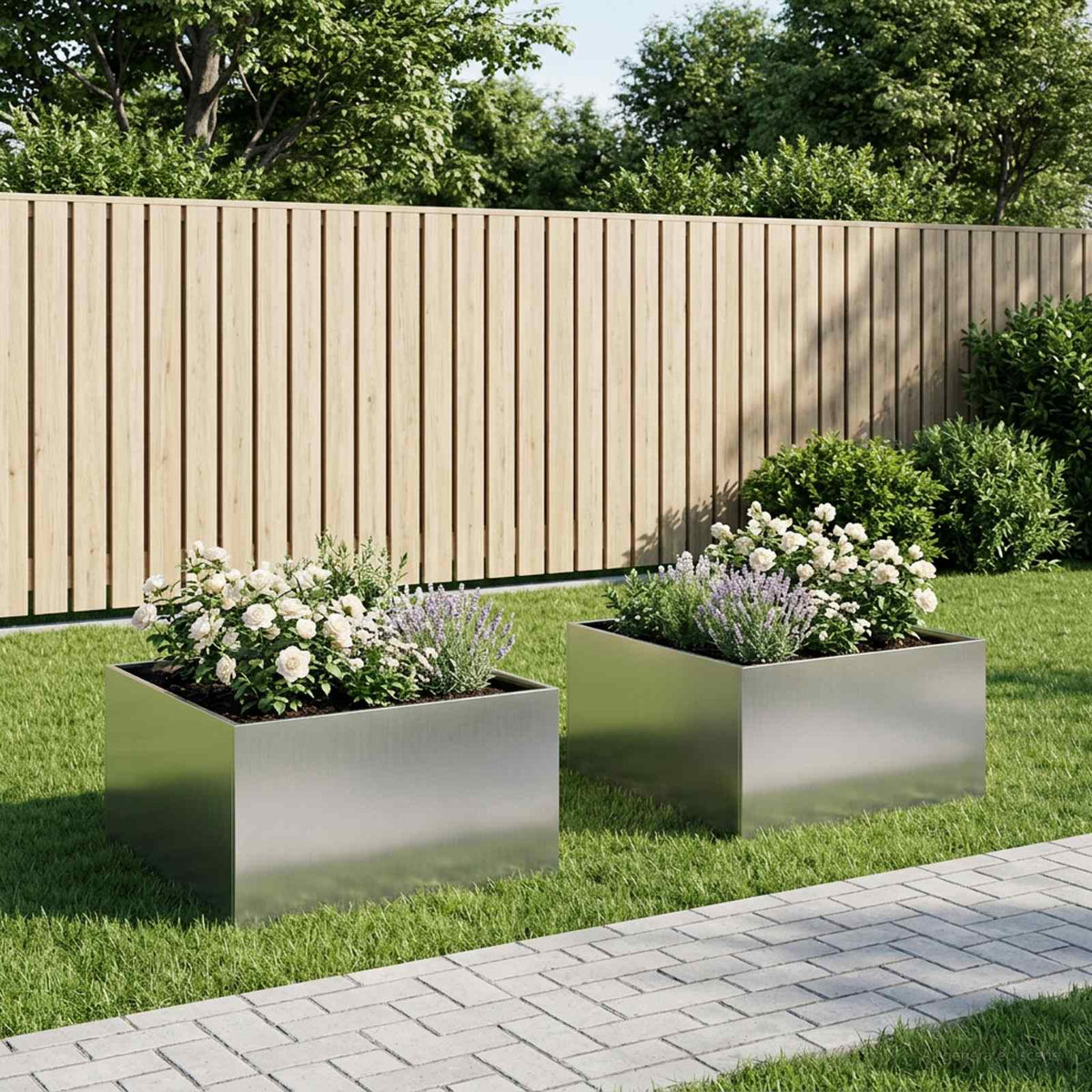 Plantenbak 2 st zilver 100 x 100 x 40 cm Gegalvaniseerd staal is nu te koop bij PeponiXL, paradijselijk wonen!