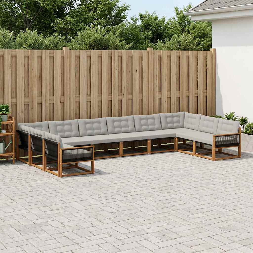 Buiten bankenset met kussen 10 pcs Naturel en lichtgrijs is nu te koop bij PeponiXL, paradijselijk wonen!