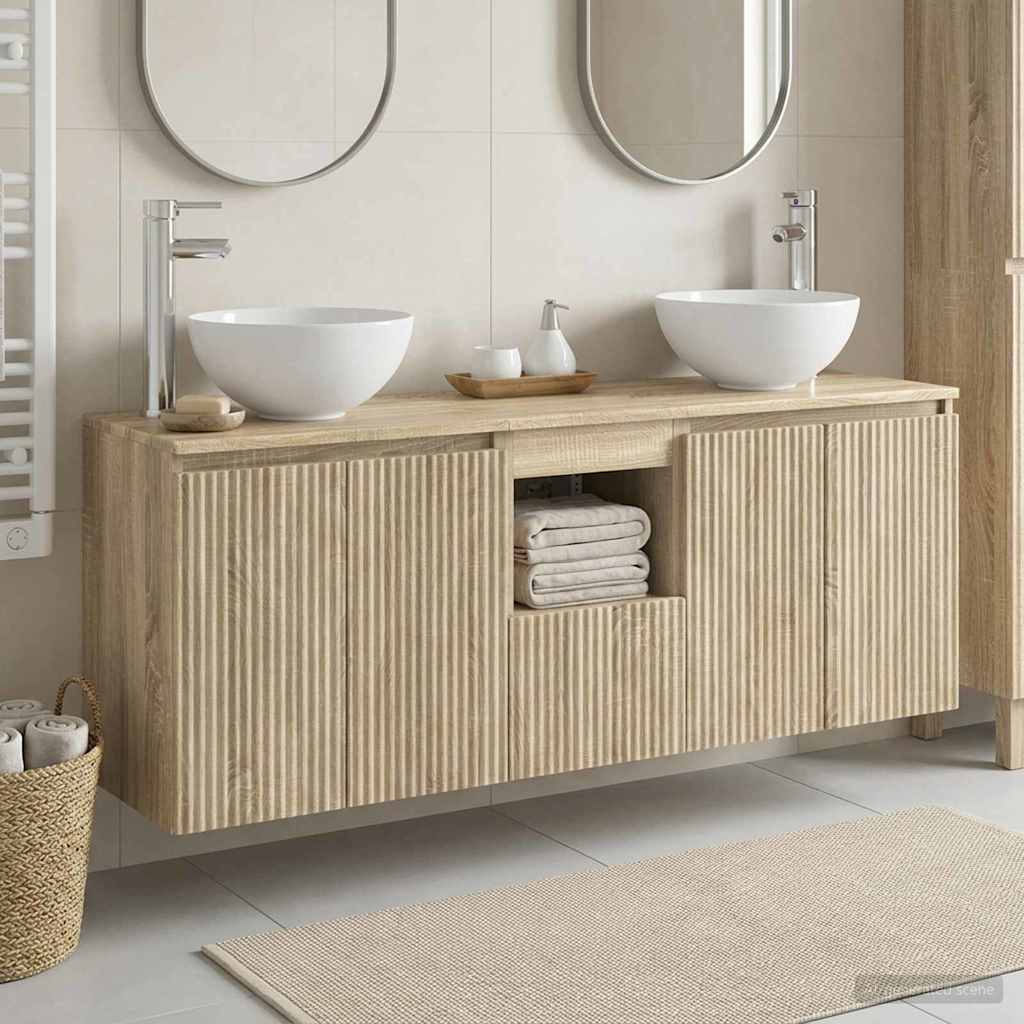 Badkamerkastenset 3 st Sonoma Eiken 49,5 x 41 x 64,5 cm is nu te koop bij PeponiXL, paradijselijk wonen!