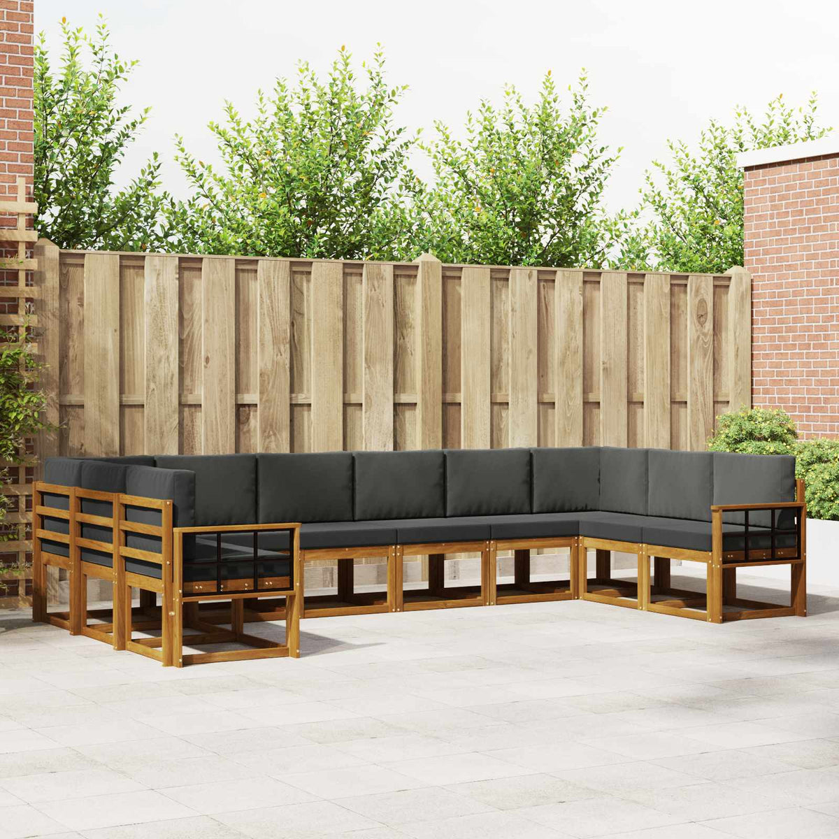 Buiten bankenset met kussen 10 pcs Natuurlijk en Antraciet is nu te koop bij PeponiXL, paradijselijk wonen!