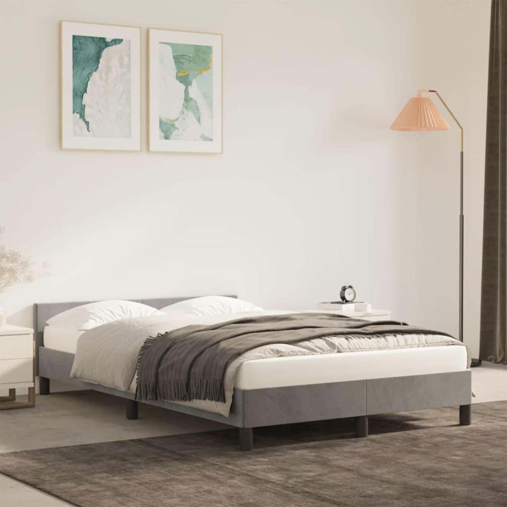 Bedframe zonder matras 120x190 cm fluweel lichtgrijs is nu te koop bij PeponiXL, paradijselijk wonen!