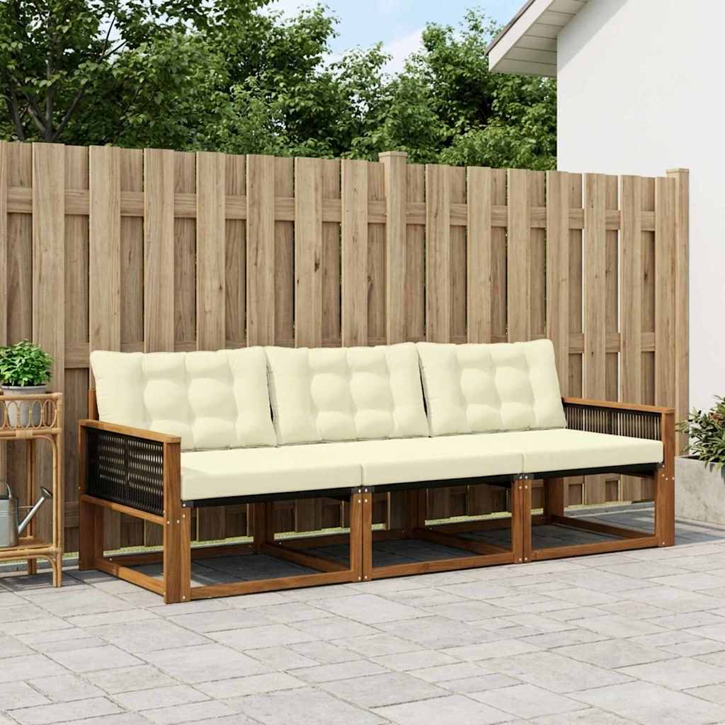 Buiten bankenset met kussen 3 pcs Natuurlijk en Crème is nu te koop bij PeponiXL, paradijselijk wonen!