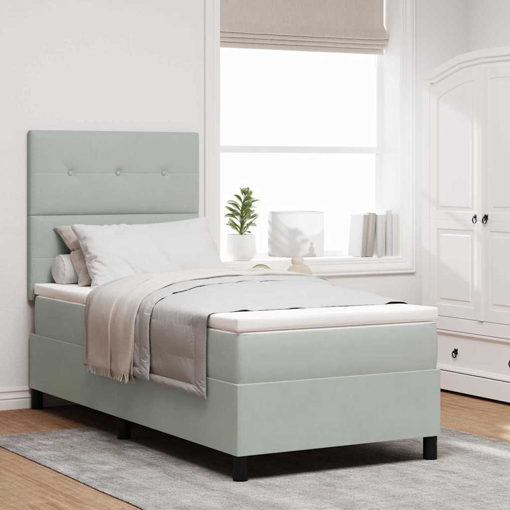 Boxspringbed met matras Lichtgrijs 90 x 190 cm Fluweel is nu te koop bij PeponiXL, paradijselijk wonen!