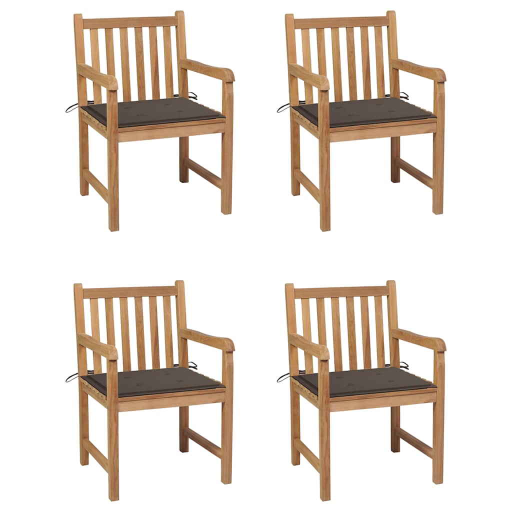 Tuinstoelen 4 st met taupe kussens massief teakhout is nu te koop bij PeponiXL, paradijselijk wonen!