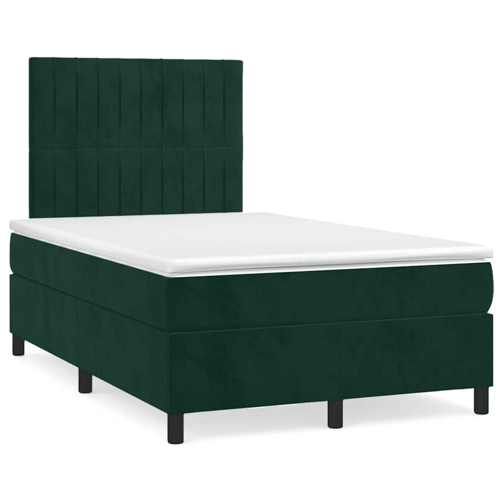 Boxspring met matras en LED fluweel donkergroen 120x190 cm is nu te koop bij PeponiXL, paradijselijk wonen!