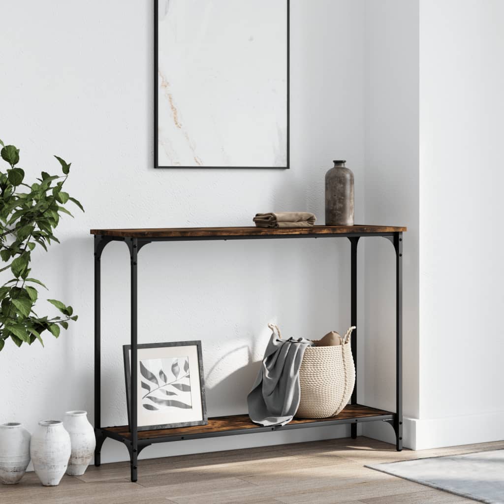 Wandtafel 101x30,5x75 cm bewerkt hout gerookt eikenkleurig is nu te koop bij PeponiXL, paradijselijk wonen!