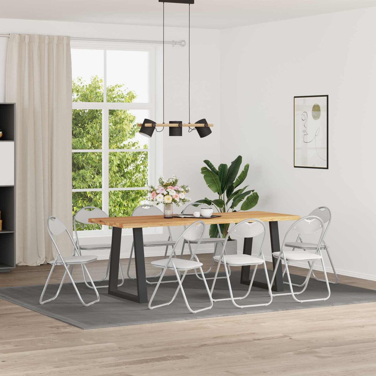 Inklapbare stoel 8 pcs Wit en Grijs 48 x 43,5 x 81 cm Nep Leer is nu te koop bij PeponiXL, paradijselijk wonen!