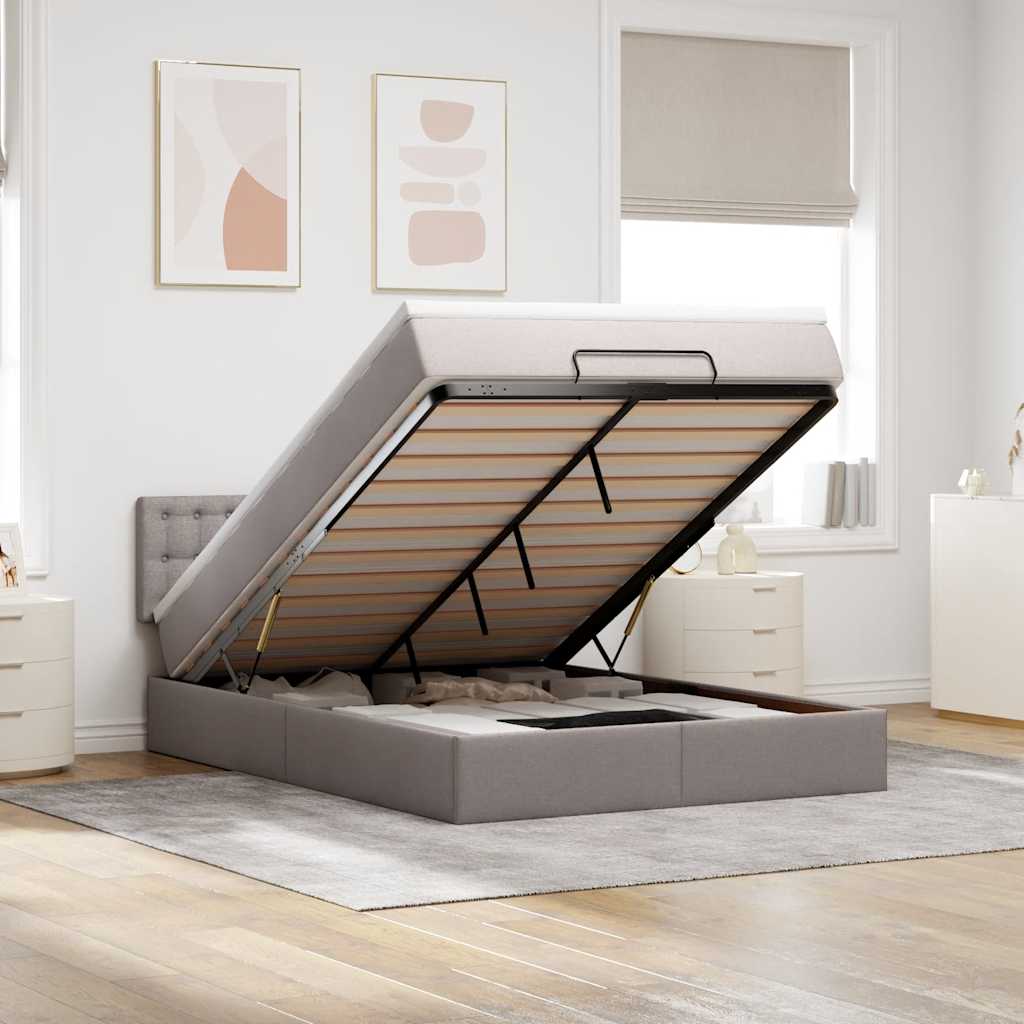 Bed poef met matras en LED's 140x200 cm stof taupe is nu te koop bij PeponiXL, paradijselijk wonen!