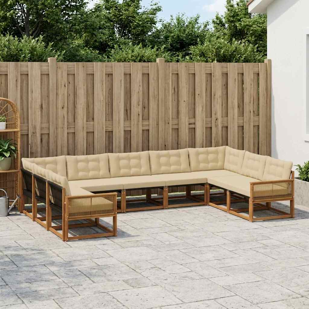 Buiten bankenset met kussen 9 pcs Natuurlijk en Beige is nu te koop bij PeponiXL, paradijselijk wonen!