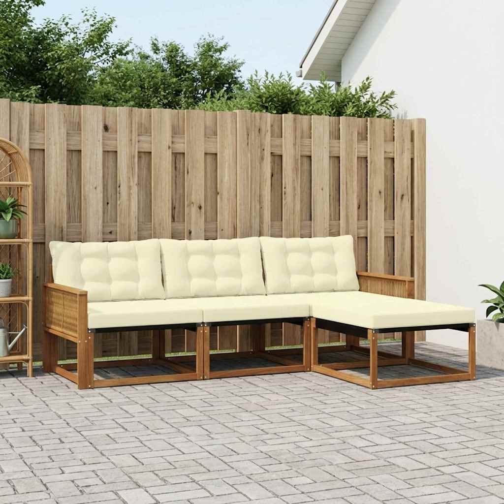 Buiten bankenset met kussen 4 pcs Natuurlijk en Crème is nu te koop bij PeponiXL, paradijselijk wonen!
