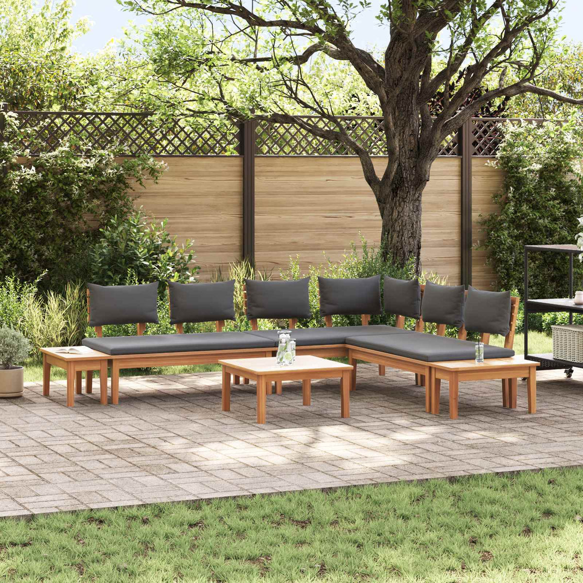Tuinbankenset 3 pcs Bruin en Grijs is nu te koop bij PeponiXL, paradijselijk wonen!