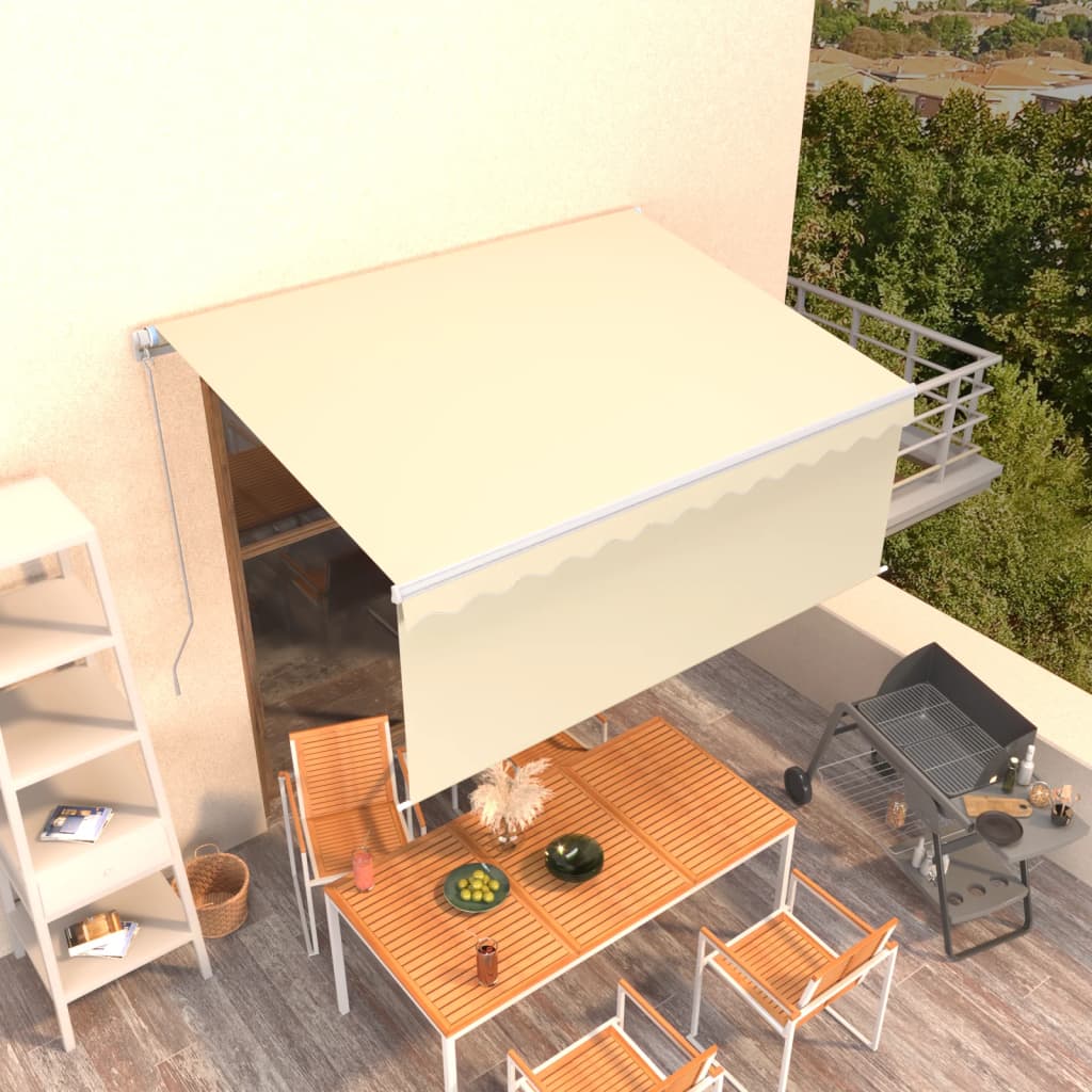 Luifel handmatig uittrekbaar met rolgordijn 3,5x2,5 m crème is nu te koop bij PeponiXL, paradijselijk wonen!