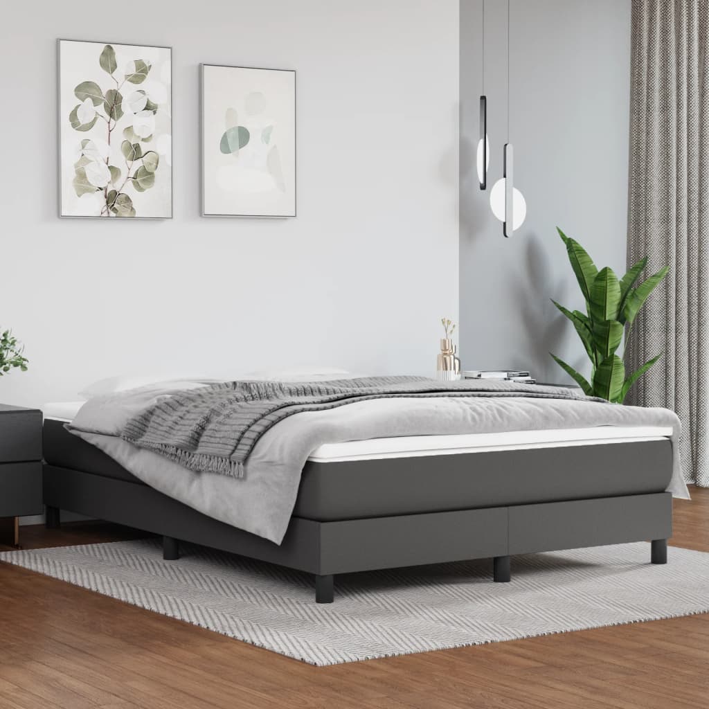 Pocketveringmatras medium 140x200x20 cm kunstleer grijs is nu te koop bij PeponiXL, paradijselijk wonen!