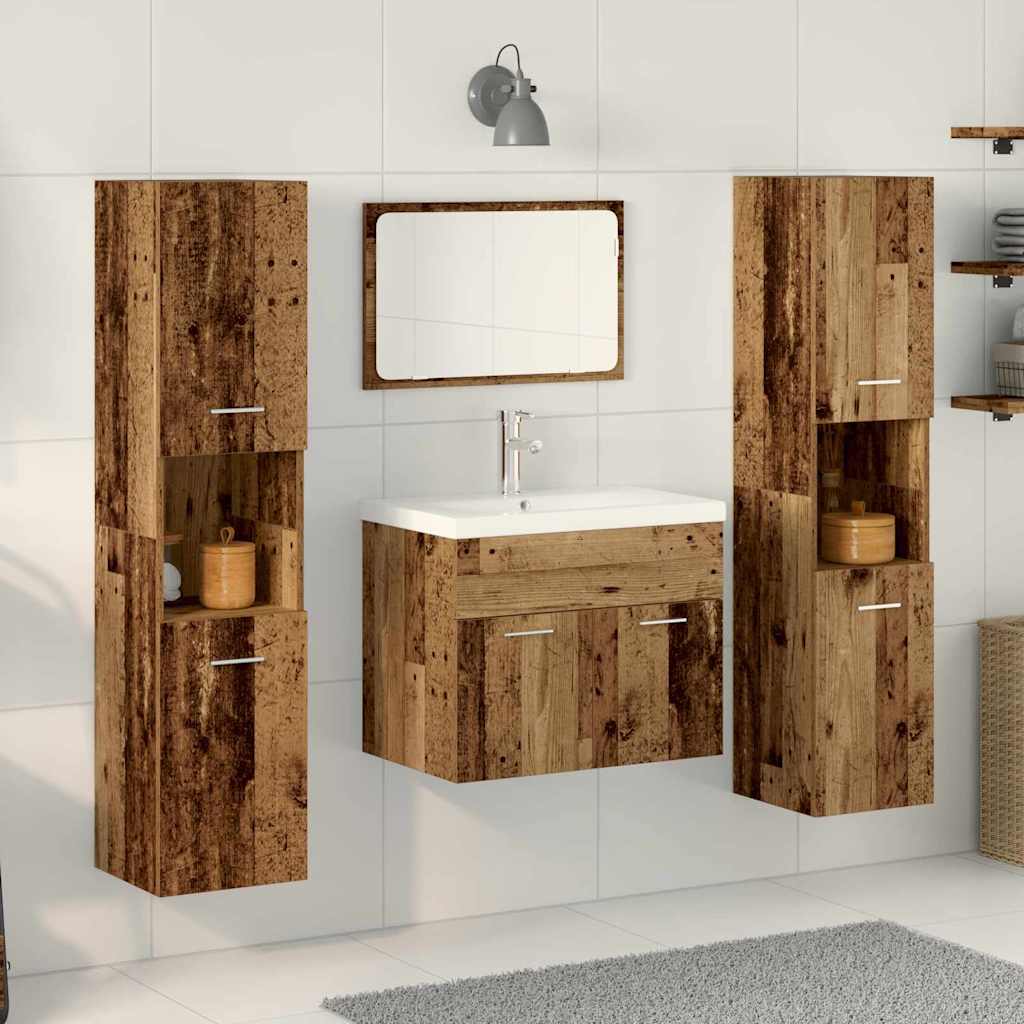 Badkamermeubelset Wandgemonteerd 4 pcs Oud Hout Bewerkt hout is nu te koop bij PeponiXL, paradijselijk wonen!