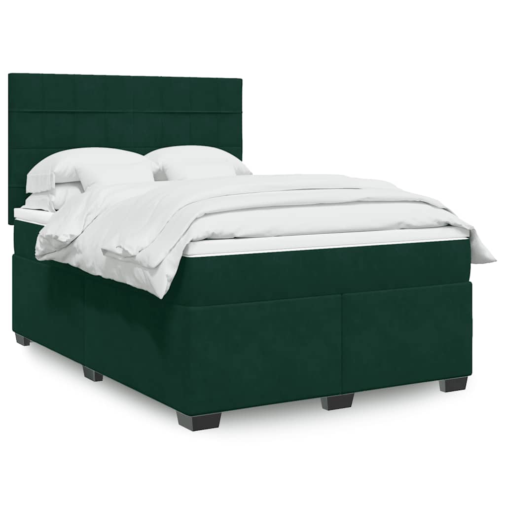 Boxspring met matras fluweel donkergroen 160x200 cm is nu te koop bij PeponiXL, paradijselijk wonen!