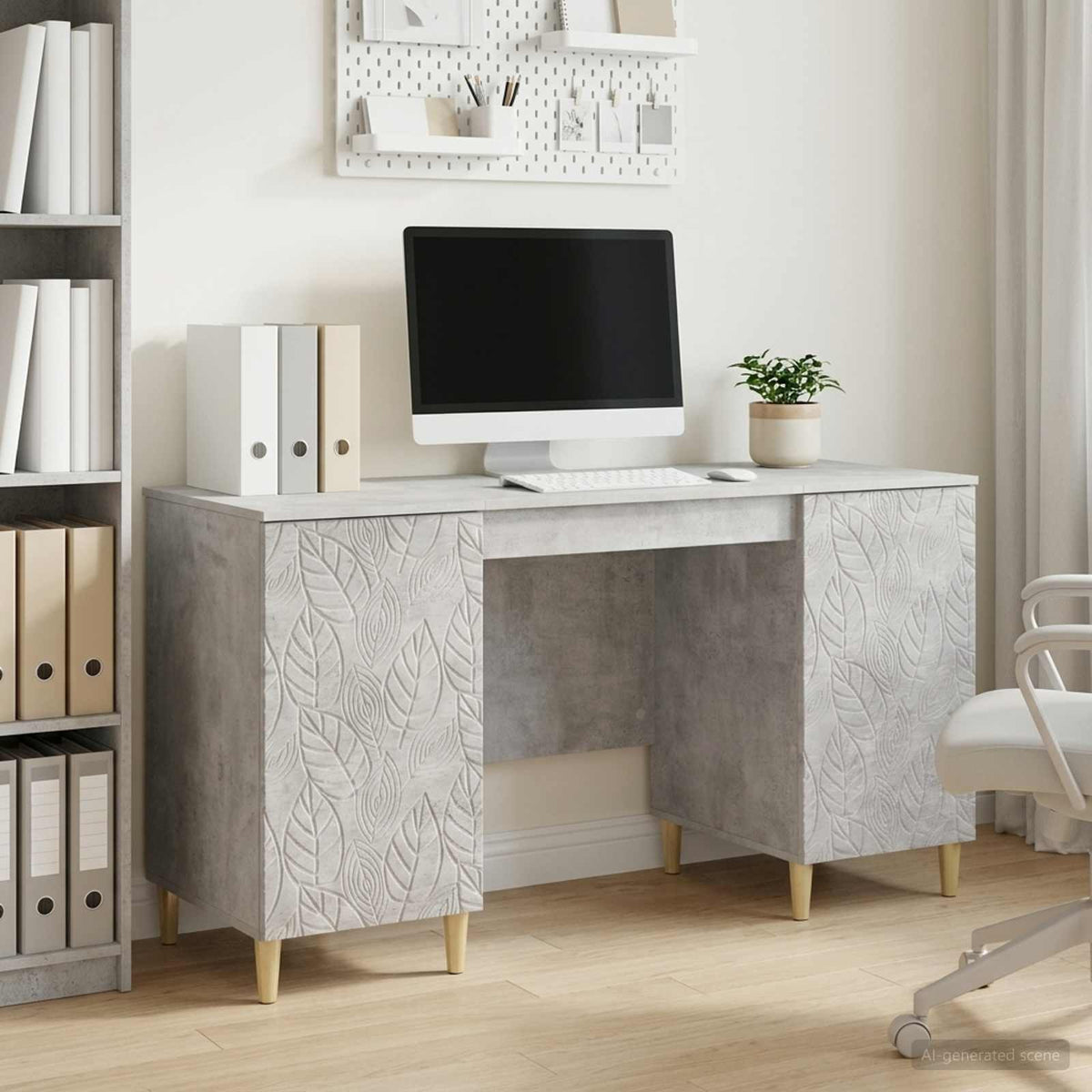 Bureau Betongrijs Bewerkt hout 142,5 x 50 x 75 cm is nu te koop bij PeponiXL, paradijselijk wonen!