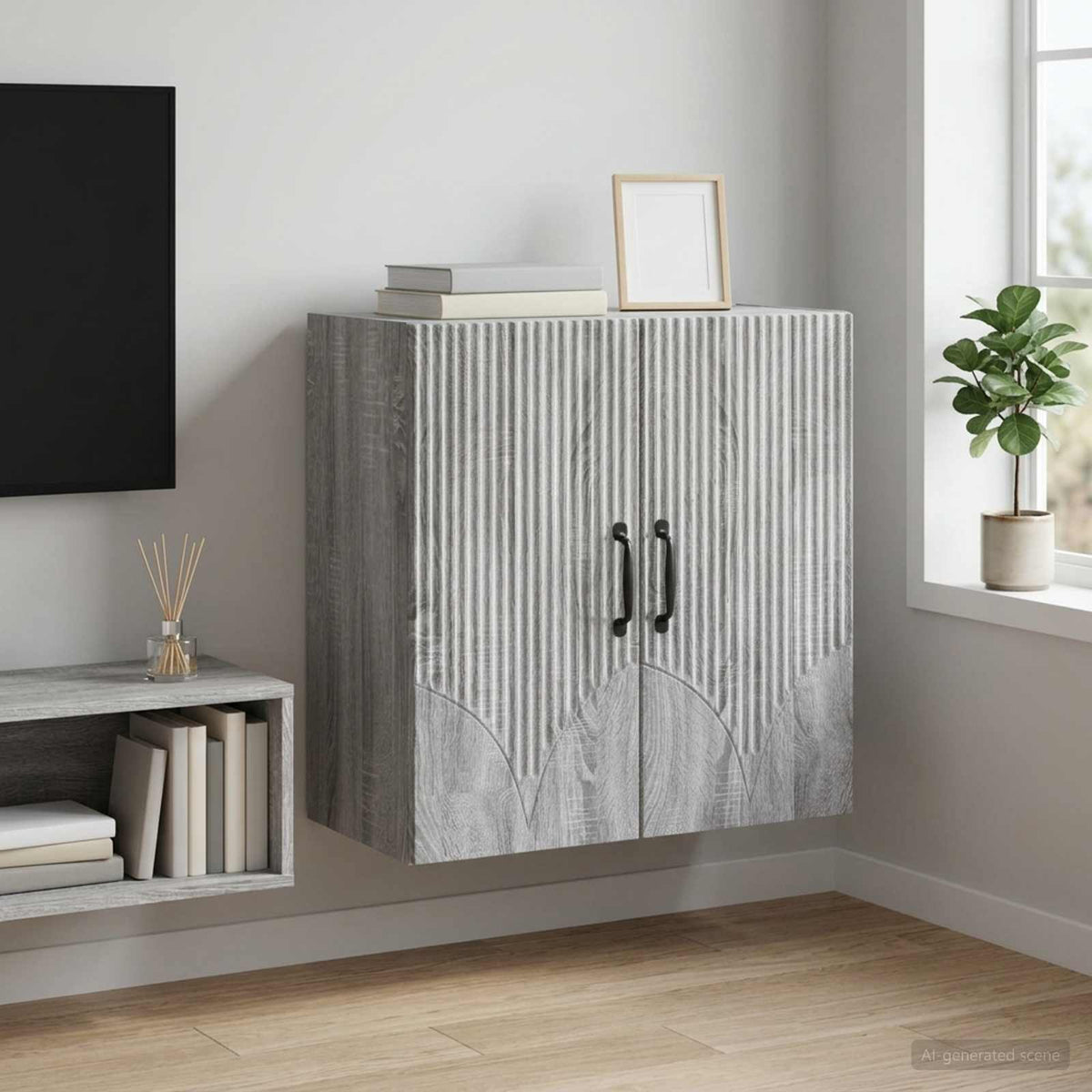 Wandkast Grijs Sonoma 59 x 31 x 60 cm Bewerkt hout is nu te koop bij PeponiXL, paradijselijk wonen!