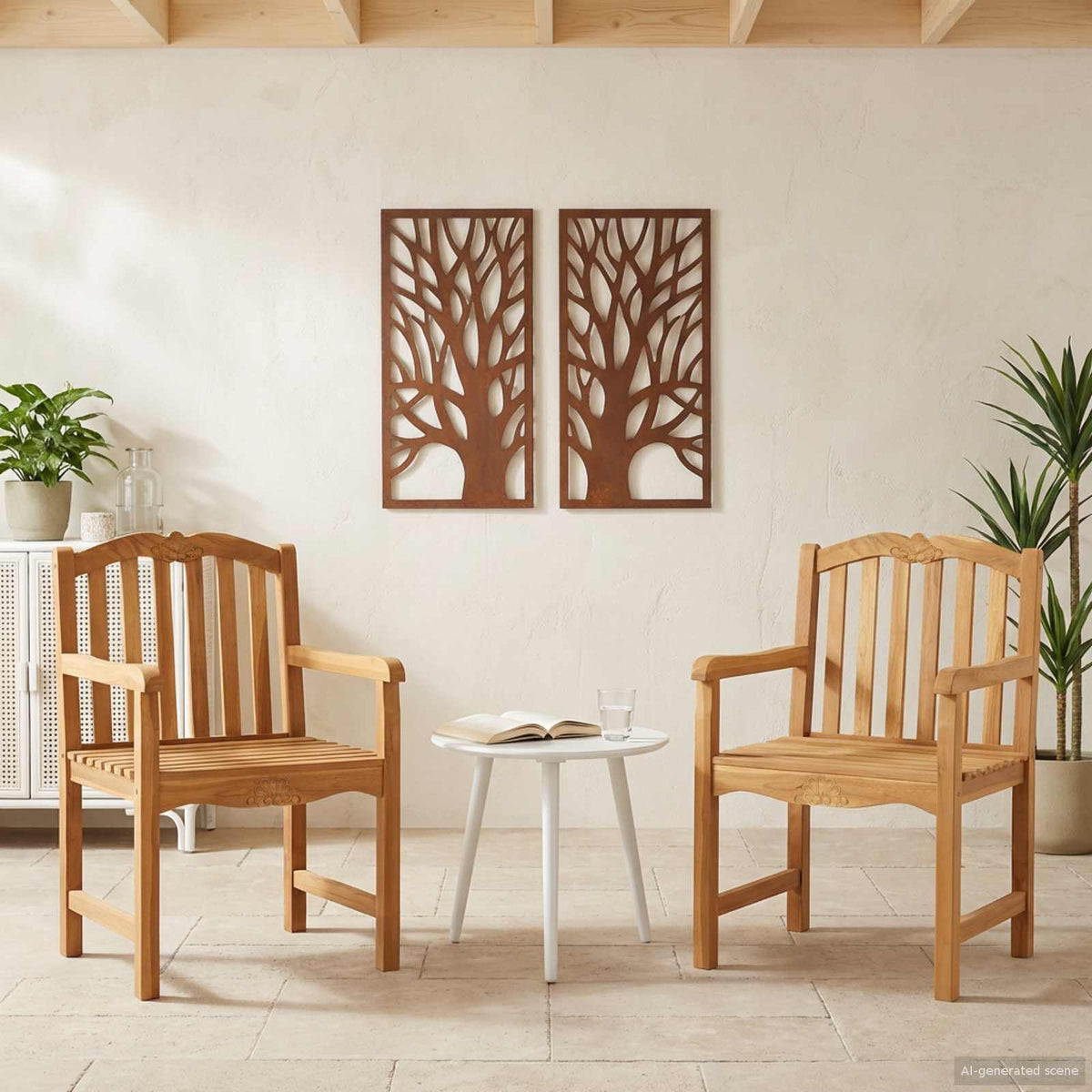 Tuinstoel 2 pcs Naturel 58 x 60 x 93 cm Massief Teakhout is nu te koop bij PeponiXL, paradijselijk wonen!