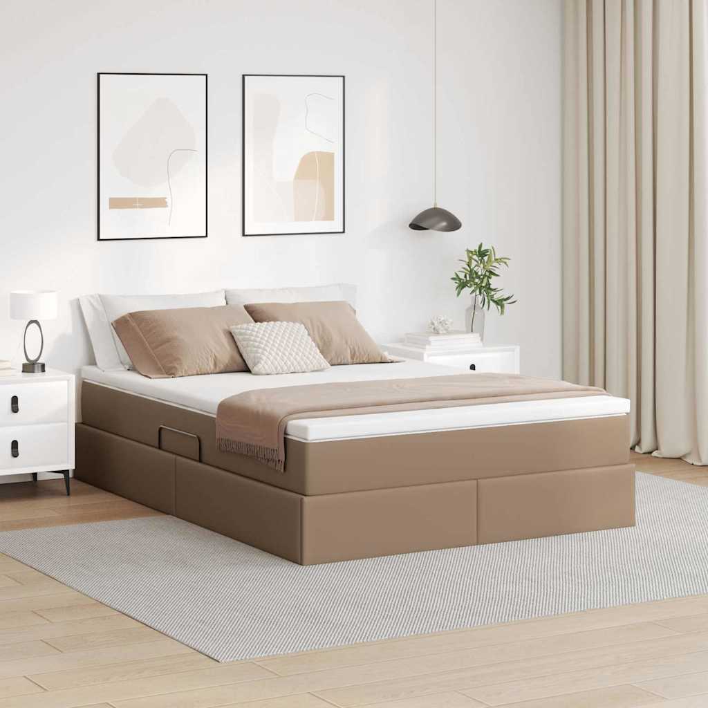 Opslag bed met matras Cappuccino 140 x 190 cm Nep Leer is nu te koop bij PeponiXL, paradijselijk wonen!