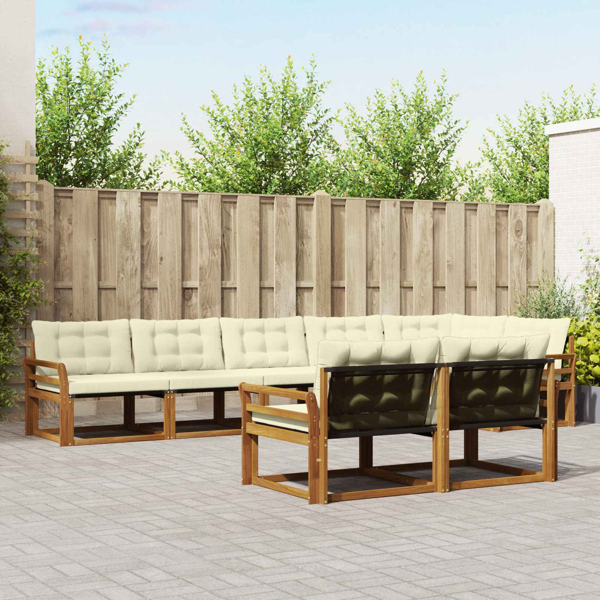 Buiten bankenset met kussen 8 pcs Natuurlijk en Crème is nu te koop bij PeponiXL, paradijselijk wonen!