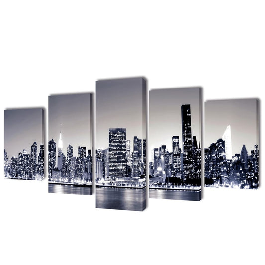 Canvas muurdruk set monochroom New York skyline 200 x 100 cm is nu te koop bij PeponiXL, paradijselijk wonen!