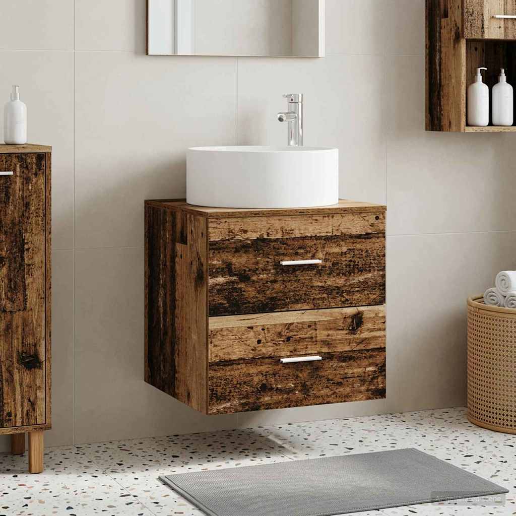 Wandgemonteerde wastafelmeubel Oud hout 49,5 x 44,5 x 65,5 cm is nu te koop bij PeponiXL, paradijselijk wonen!