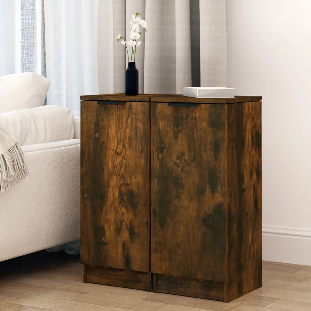 Dressoirs 2 st 30x30x70 cm bewerkt hout gerookt eikenkleurig is nu te koop bij PeponiXL, paradijselijk wonen!