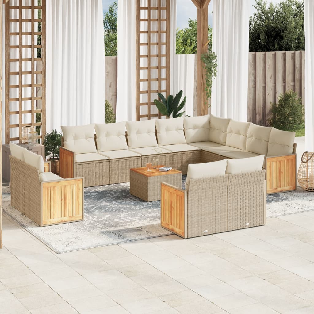 13-delige Loungeset met kussens poly rattan beige is nu te koop bij PeponiXL, paradijselijk wonen!