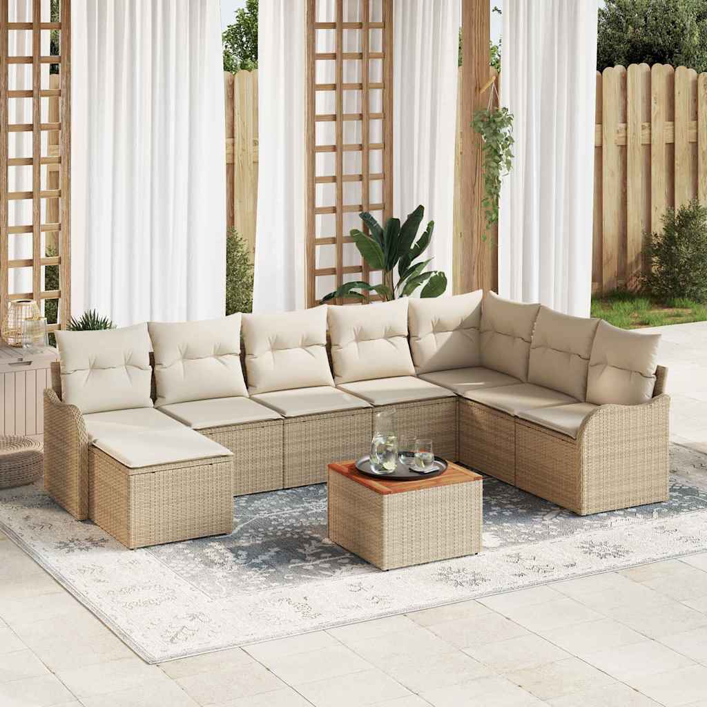 Tuinbankenset 9 st Beige en Crème poly rattan is nu te koop bij PeponiXL, paradijselijk wonen!