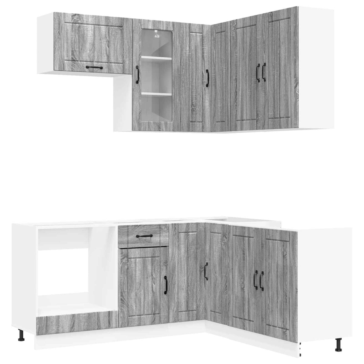 Keukenblok LUCCA 8 pcs Grijs Sonoma Bewerkt hout is nu te koop bij PeponiXL, paradijselijk wonen!