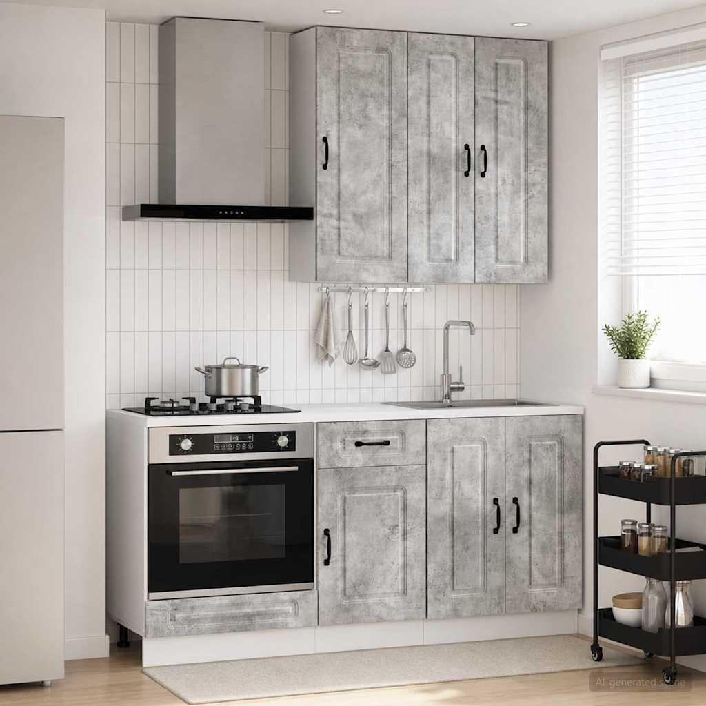 Keukenblok KALMAR 5 pcs Betongrijs Bewerkt hout is nu te koop bij PeponiXL, paradijselijk wonen!