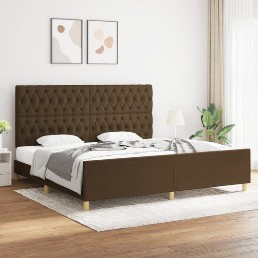 Bedframe met hoofdeinde stof donkerbruin 200x200 cm is nu te koop bij PeponiXL, paradijselijk wonen!