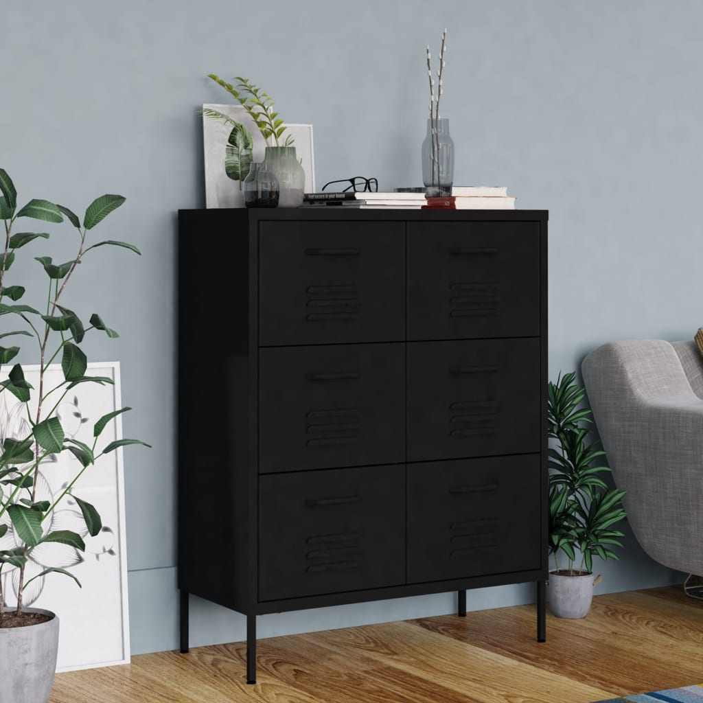 Ladekast 80x35x101,5 cm staal zwart is nu te koop bij PeponiXL, paradijselijk wonen!