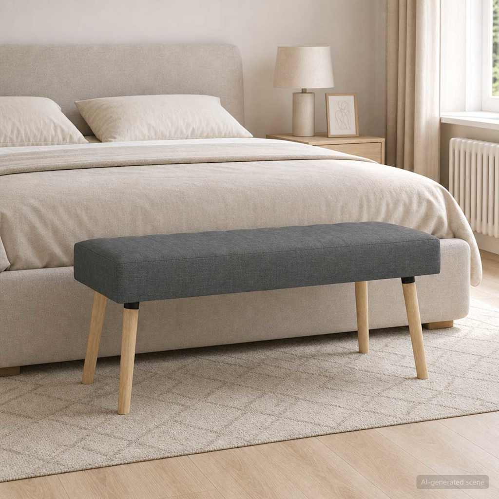 Kanaal-geplooide bank Donkergrijs 110 x 40 x 46 cm Stof is nu te koop bij PeponiXL, paradijselijk wonen!
