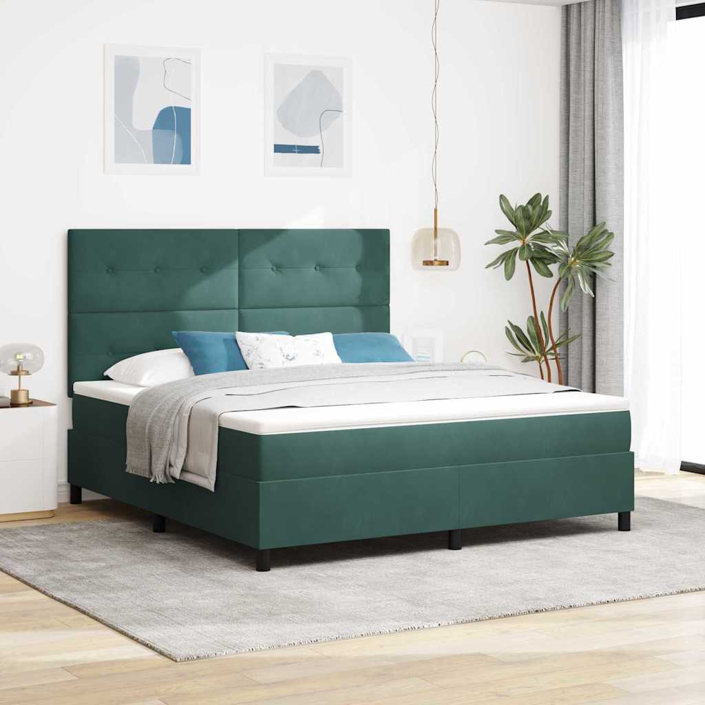 Boxspringbed met matras Donkergroen 180 x 200 cm Fluweel is nu te koop bij PeponiXL, paradijselijk wonen!