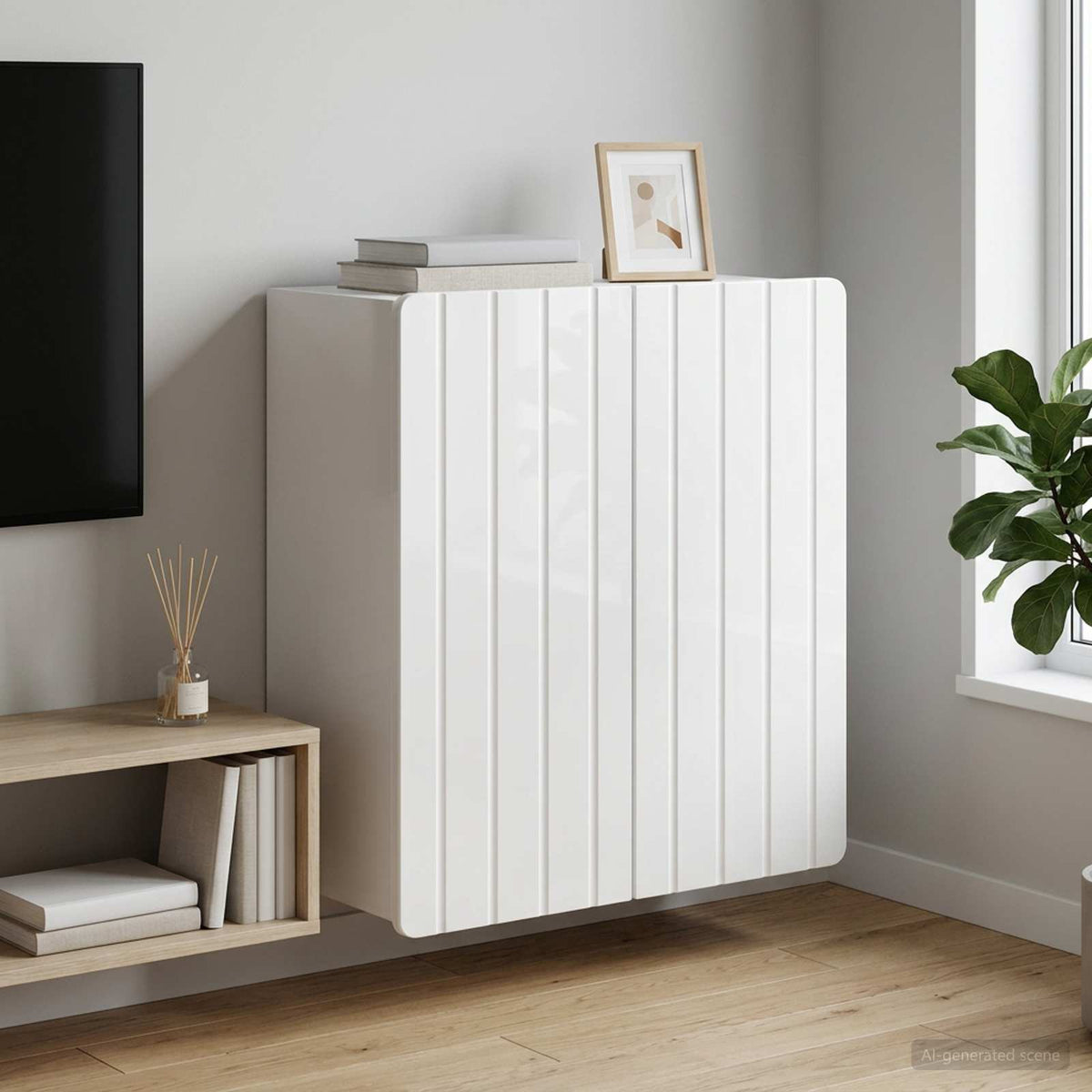 Wandkast Hoogglans Wit 59 x 31 x 64 cm Bewerkt hout is nu te koop bij PeponiXL, paradijselijk wonen!