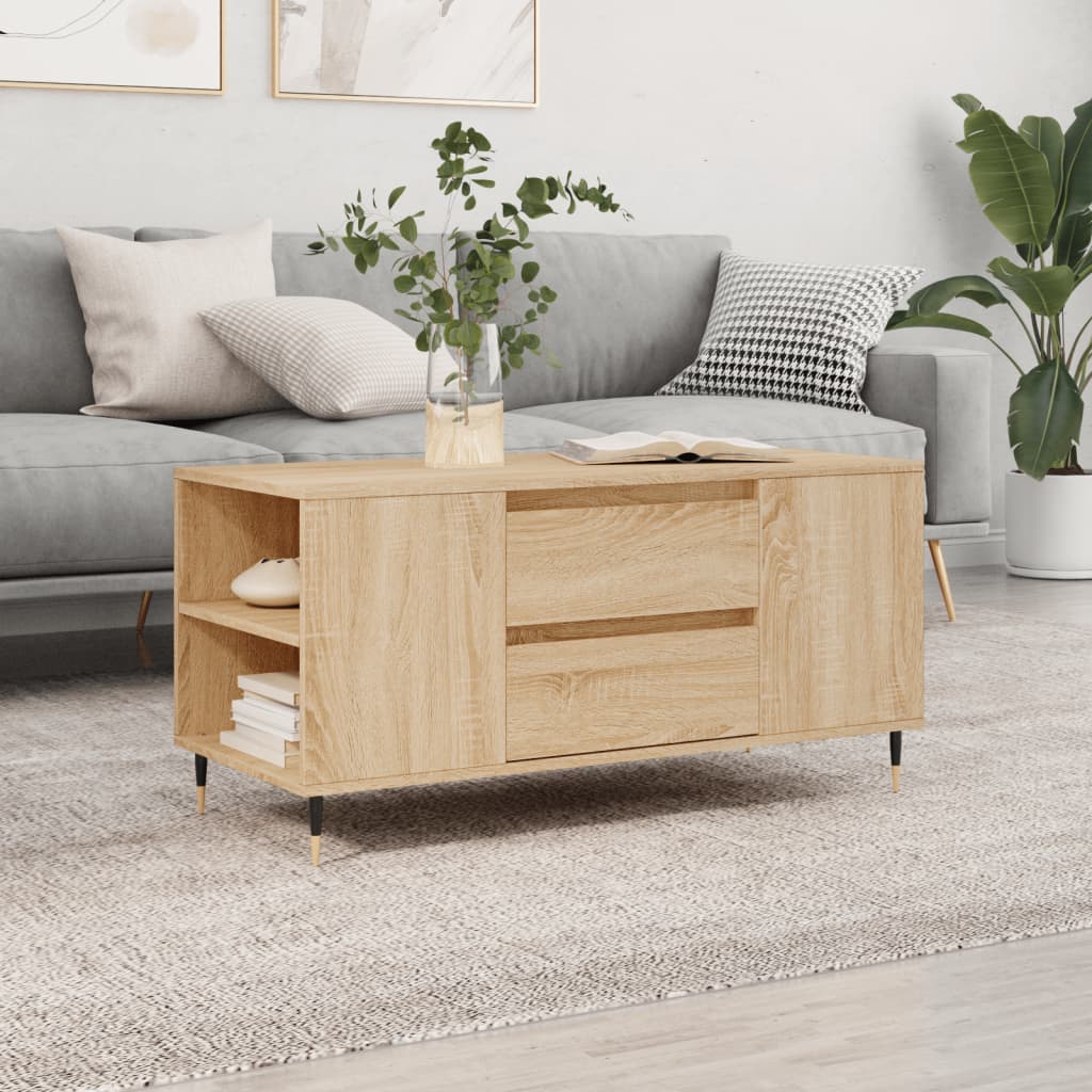 Salontafel 102x44,5x50 cm bewerkt hout sonoma eikenkleurig is nu te koop bij PeponiXL, paradijselijk wonen!