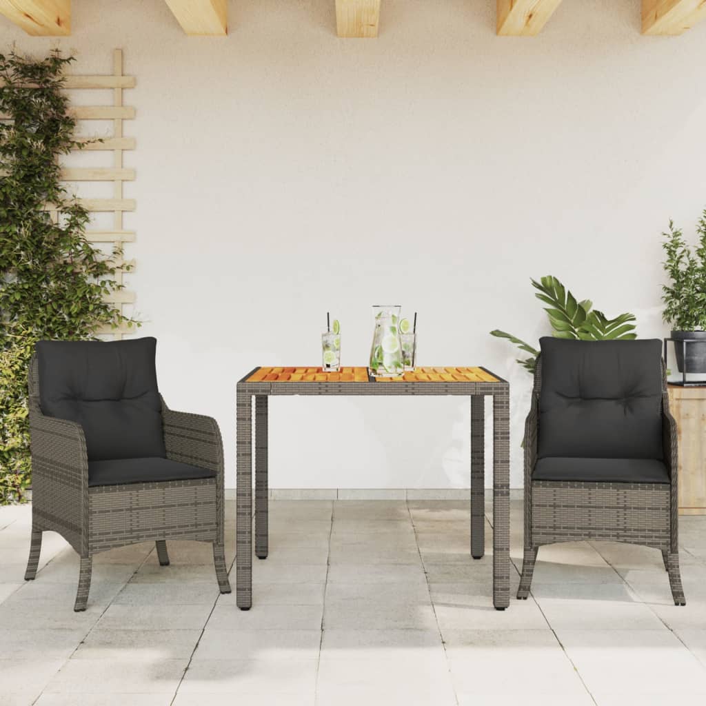 3-delige Tuinset met kussens poly rattan grijs is nu te koop bij PeponiXL, paradijselijk wonen!
