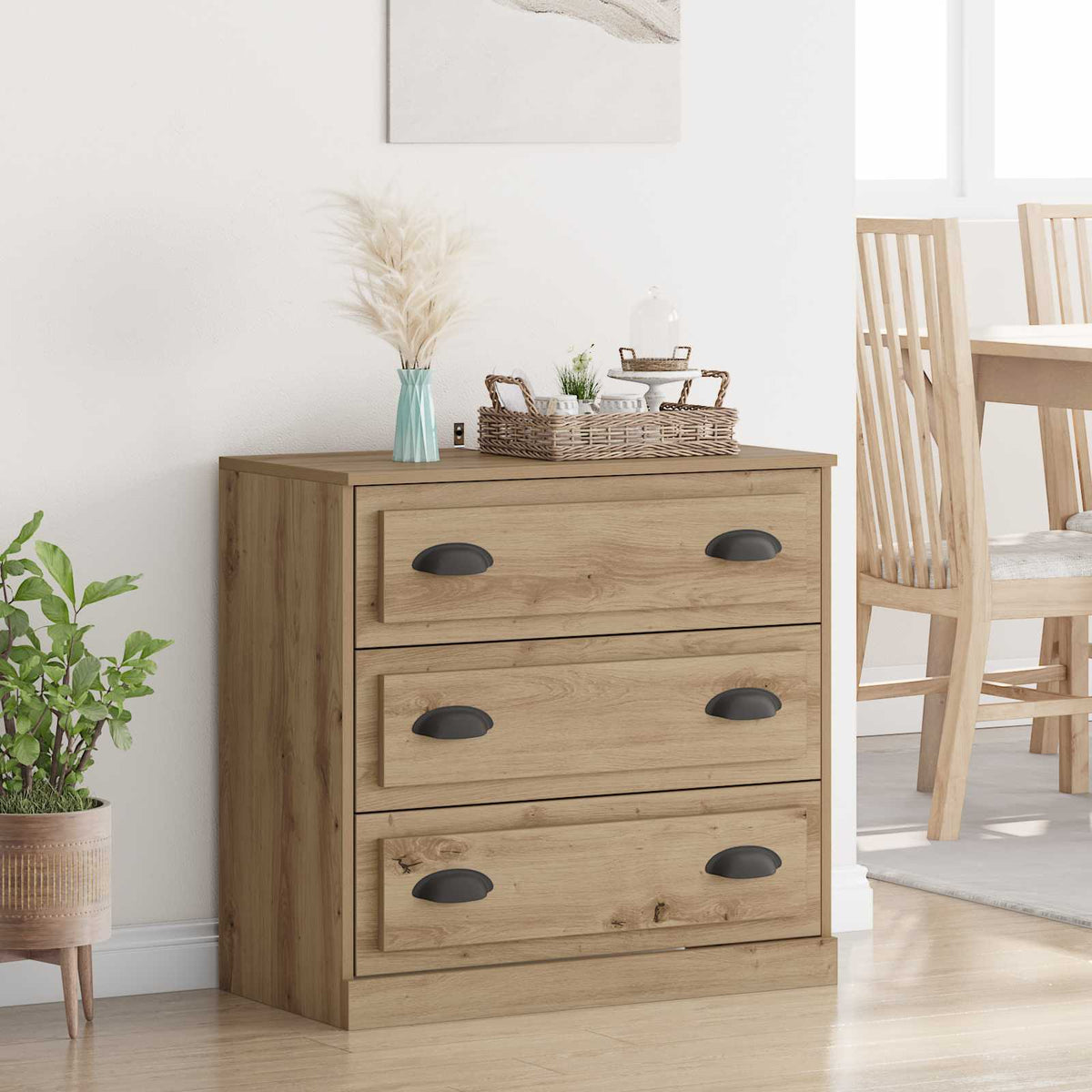 Dressoir Artisan Eiken 70 x 35,5 x 67,5 cm Bewerkt hout is nu te koop bij PeponiXL, paradijselijk wonen!
