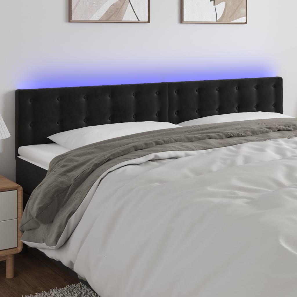 Hoofdbord LED 160x5x78/88 cm fluweel zwart is nu te koop bij PeponiXL, paradijselijk wonen!