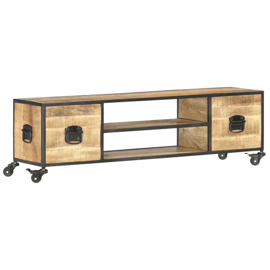 Tv-meubel 130x30x39 cm massief mangohout is nu te koop bij PeponiXL, paradijselijk wonen!