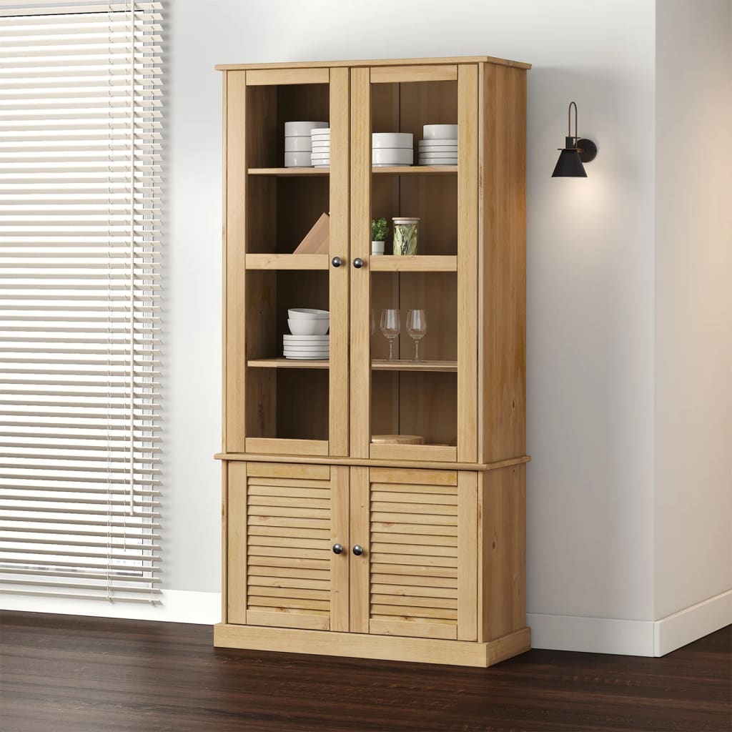 Vitrinekast VIGO 85x35x170 cm massief grenenhout is nu te koop bij PeponiXL, paradijselijk wonen!