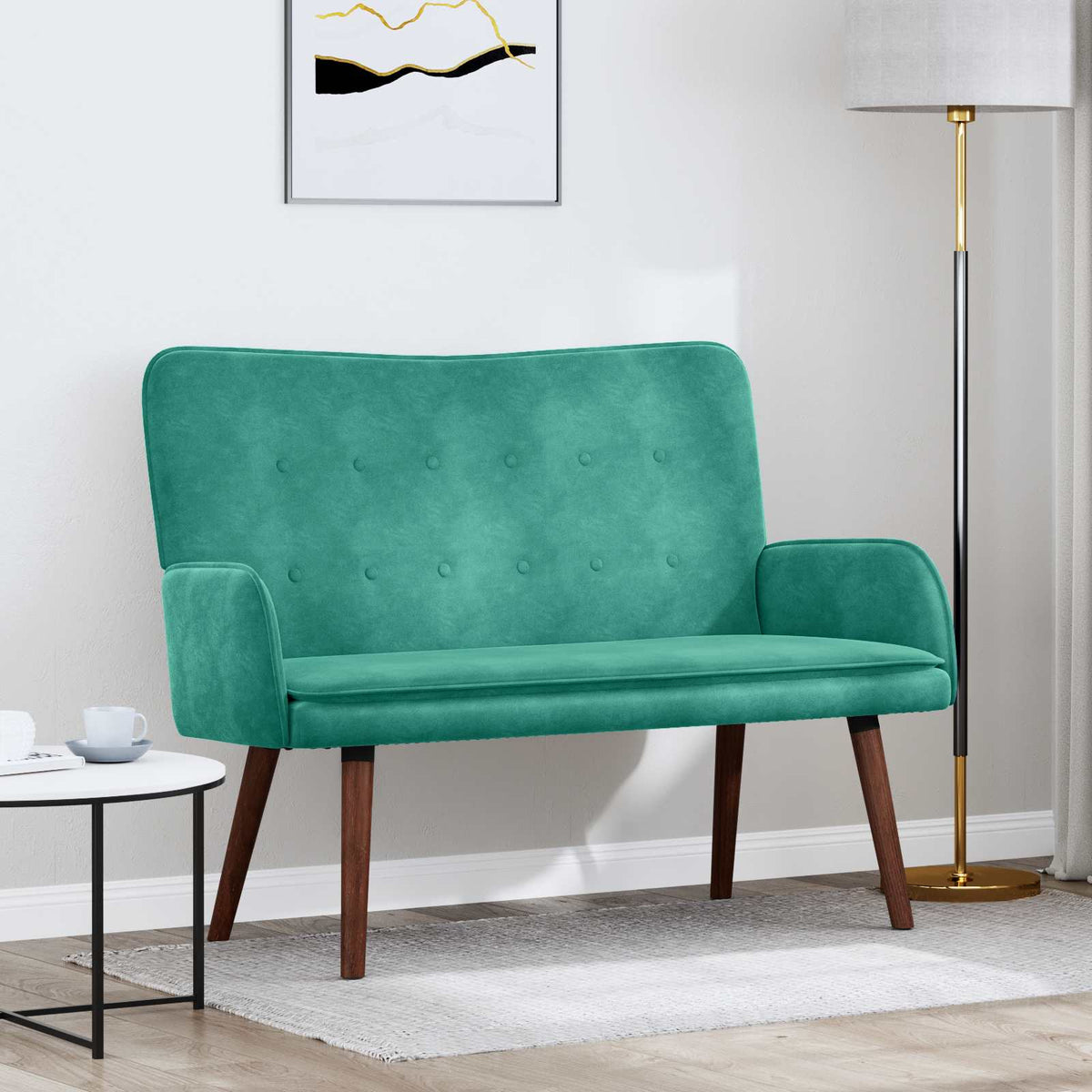 Twee Persoons Sofa Turquoise 115 x 61 x 87 cm Fluweel is nu te koop bij PeponiXL, paradijselijk wonen!