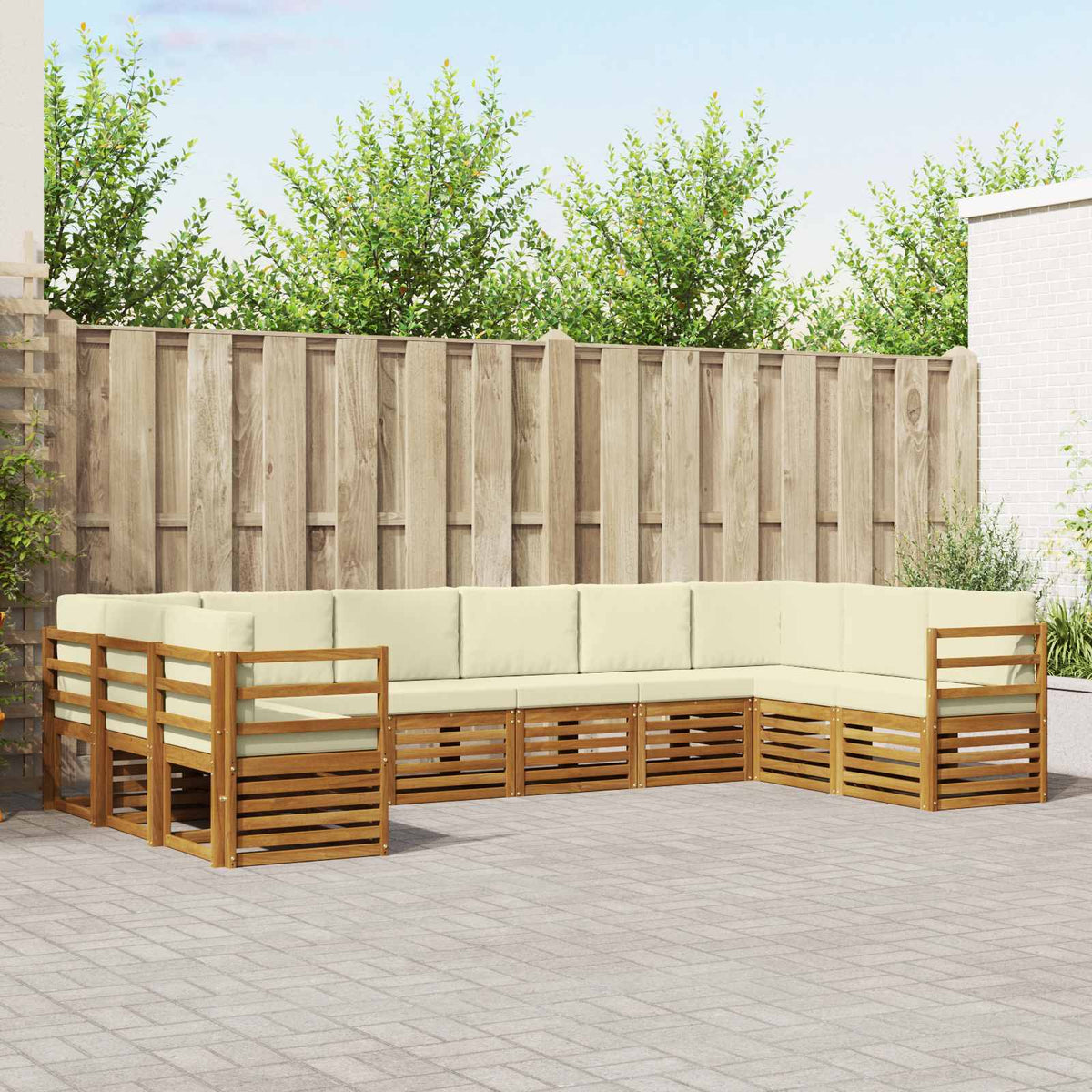 Hoekbank Set met kussen 10 pcs Natuurlijk en Crème is nu te koop bij PeponiXL, paradijselijk wonen!